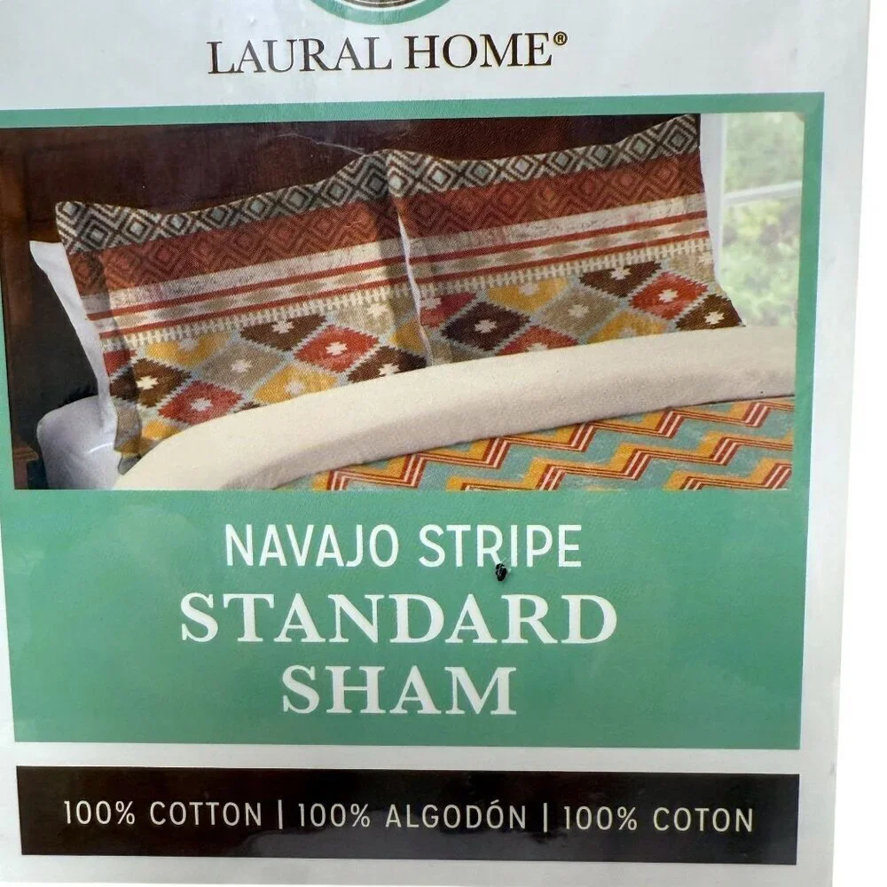 Laural Home Navajo Stripe Standard Sham One Pillowcase 100% Cotton NWT